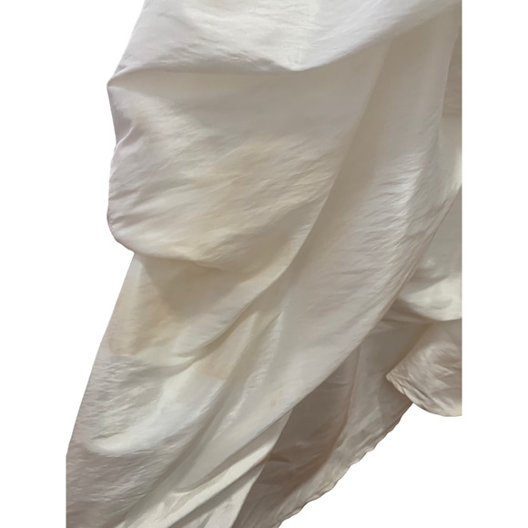 Bill Levkoff White Ruffle Tiered Sleeveless Maxi Wedding Dress * STAINED! * 8 - Picture 4 of 16